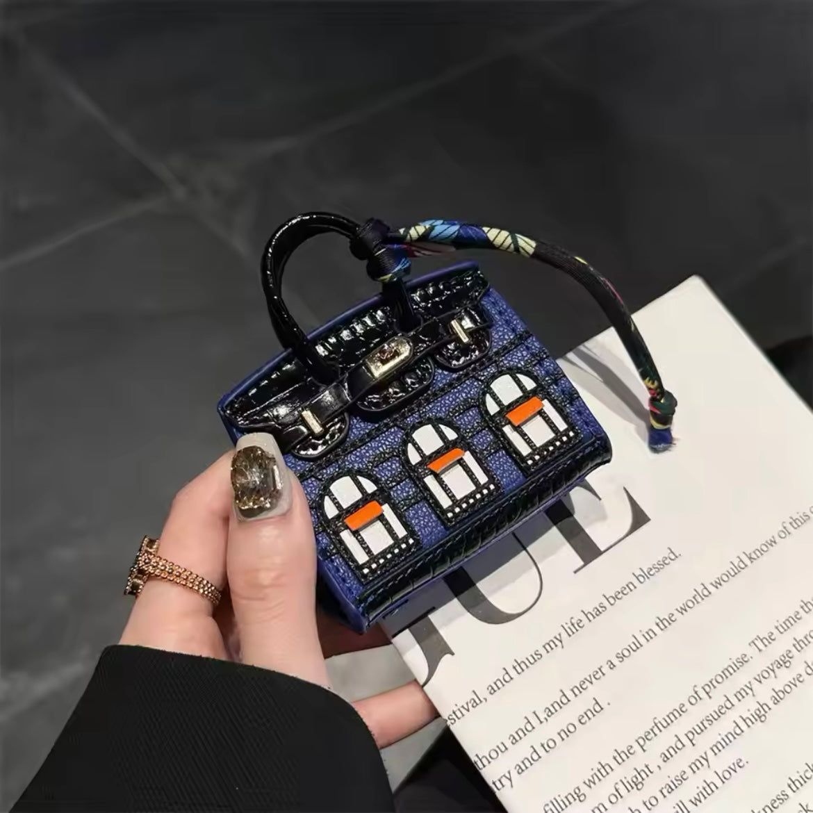 Mini Luxury Handbag AirPods/Earphones Case (Birkin Windows inspired)