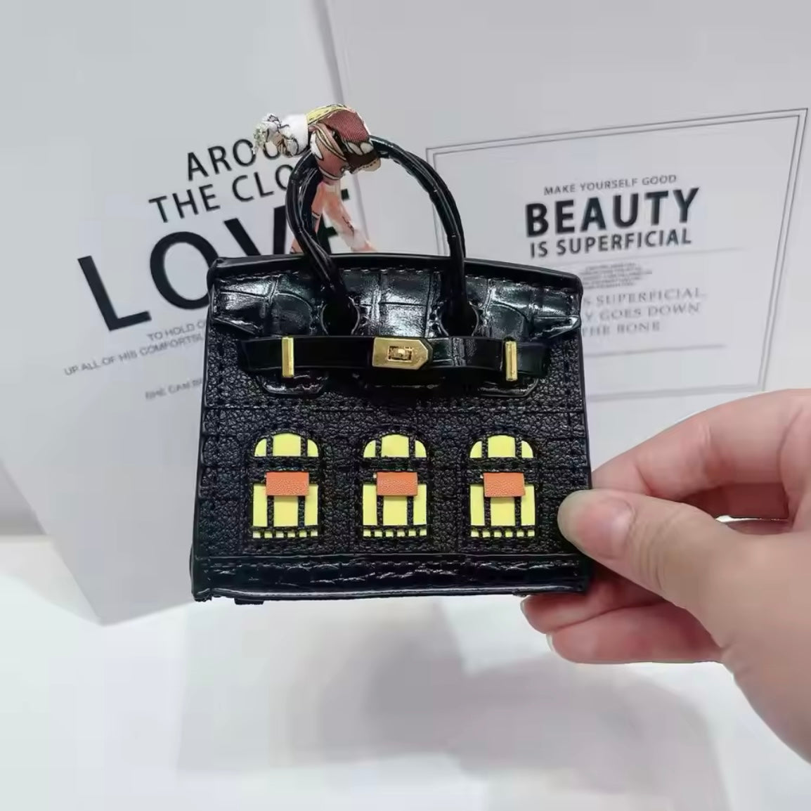 Mini Luxury Handbag AirPods/Earphones Case (Birkin Windows inspired)