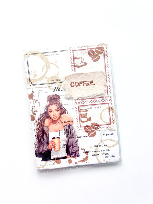 Decorated Passport with clear protector case (Coffee Theme)