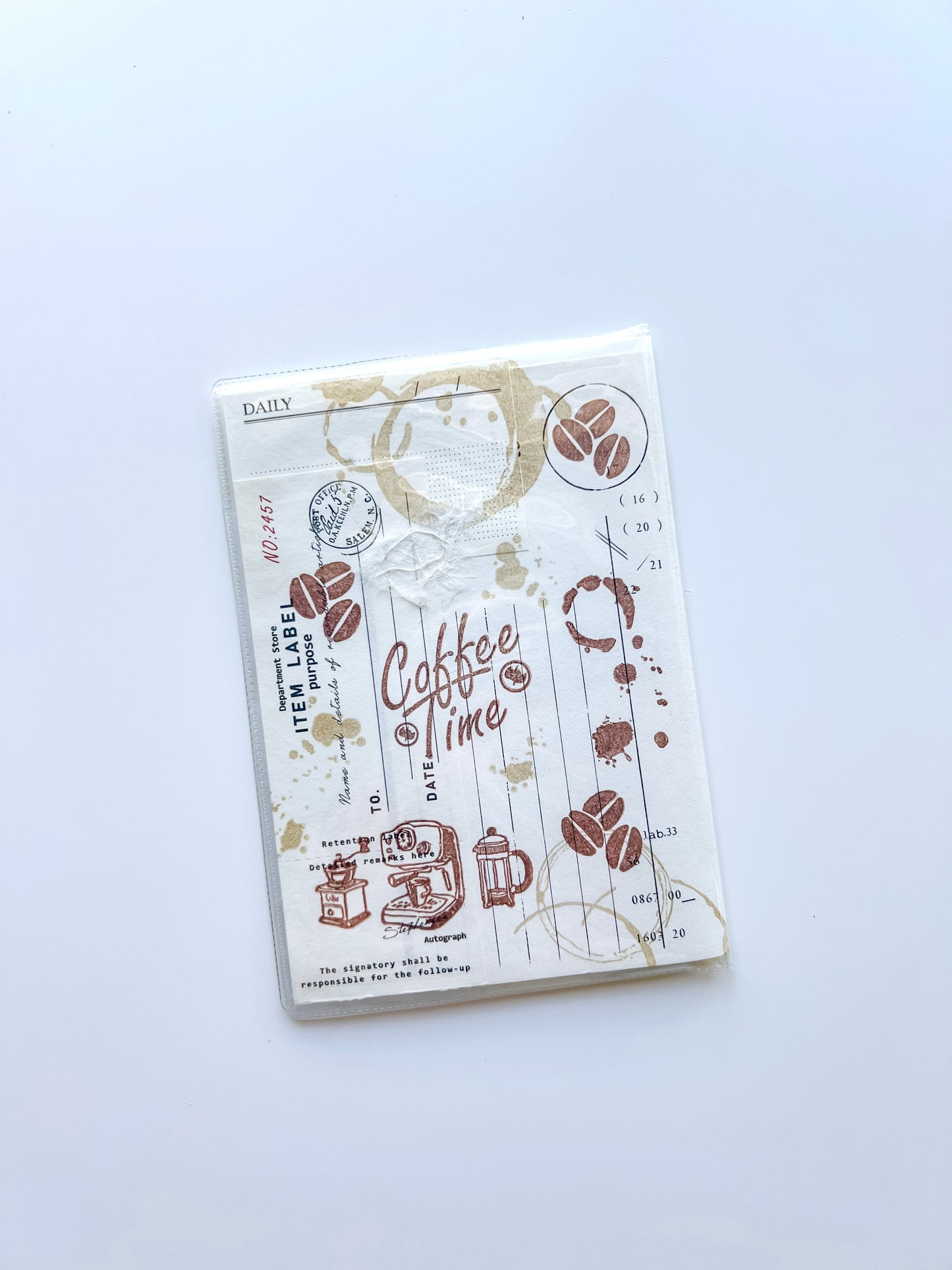 Decorated Passport with clear protector case (Coffee Theme)