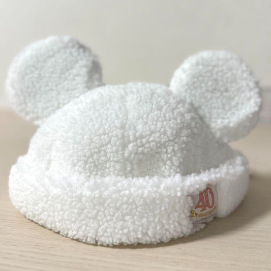 Tokyo Disney Resort 40 Anniversary White Fluffy Mickey Hat Ears / Limited Edition