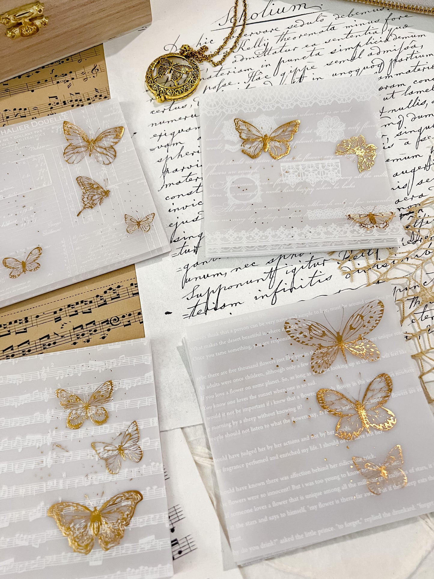 Butterflies Vellum with Gold Foil