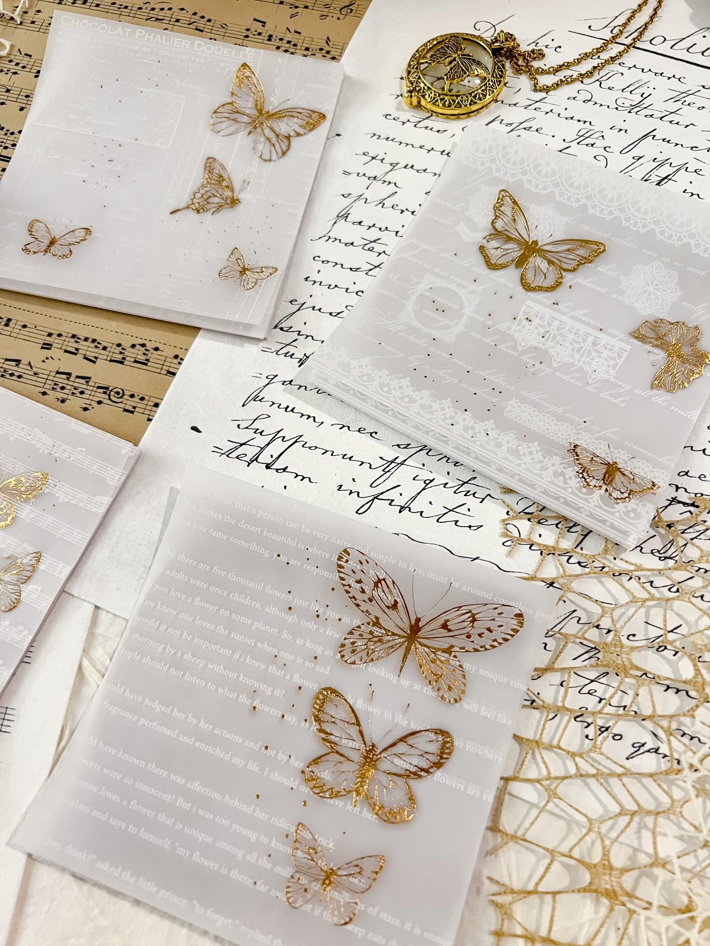 Butterflies Vellum with Gold Foil