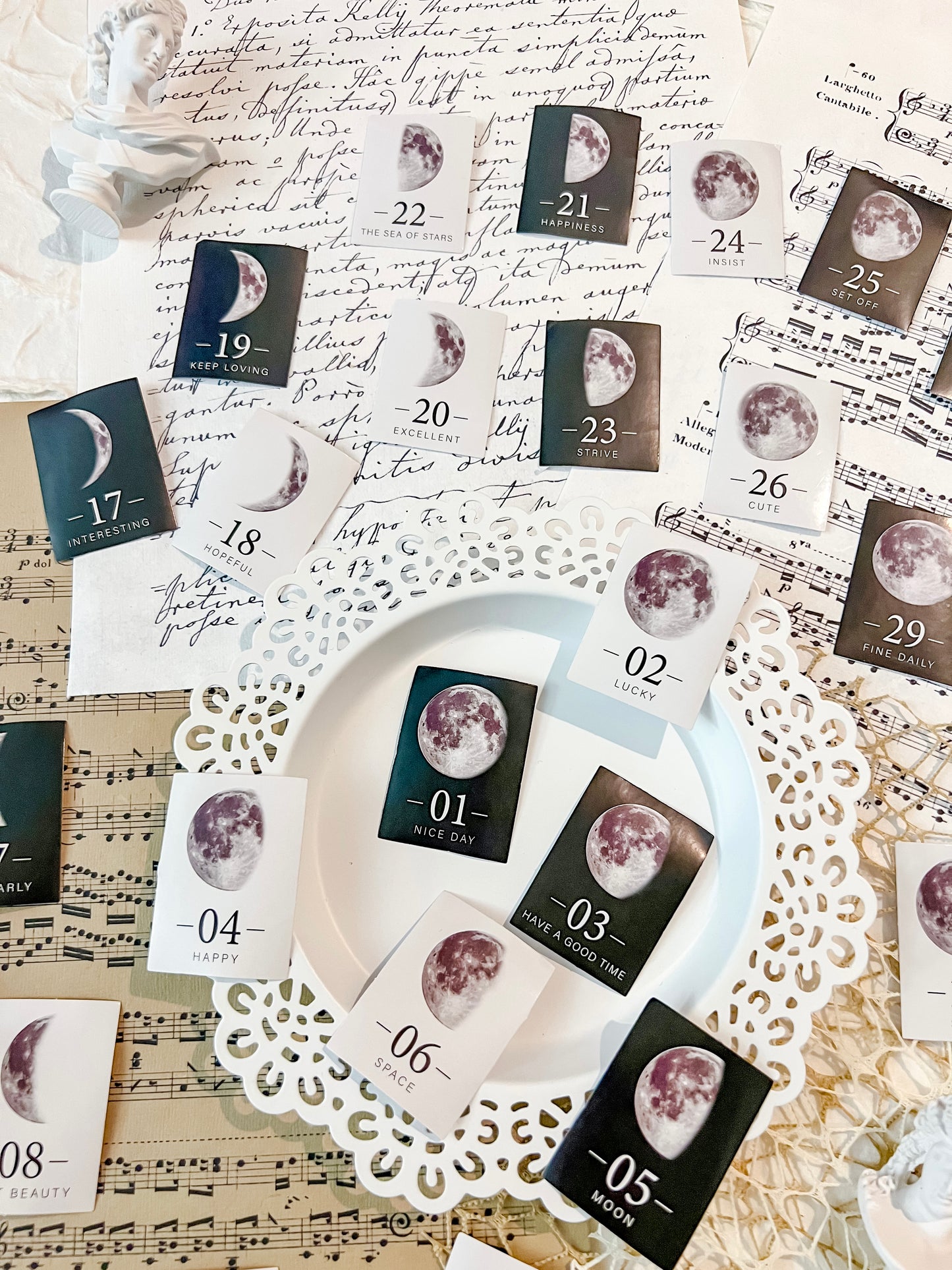 Moon Phase Number Stickers