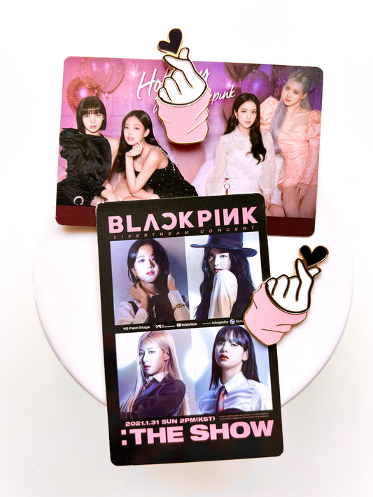 Limited Edition K-Pop Group Finger Black Heart Pink Sleeve MAGNETIC PIN