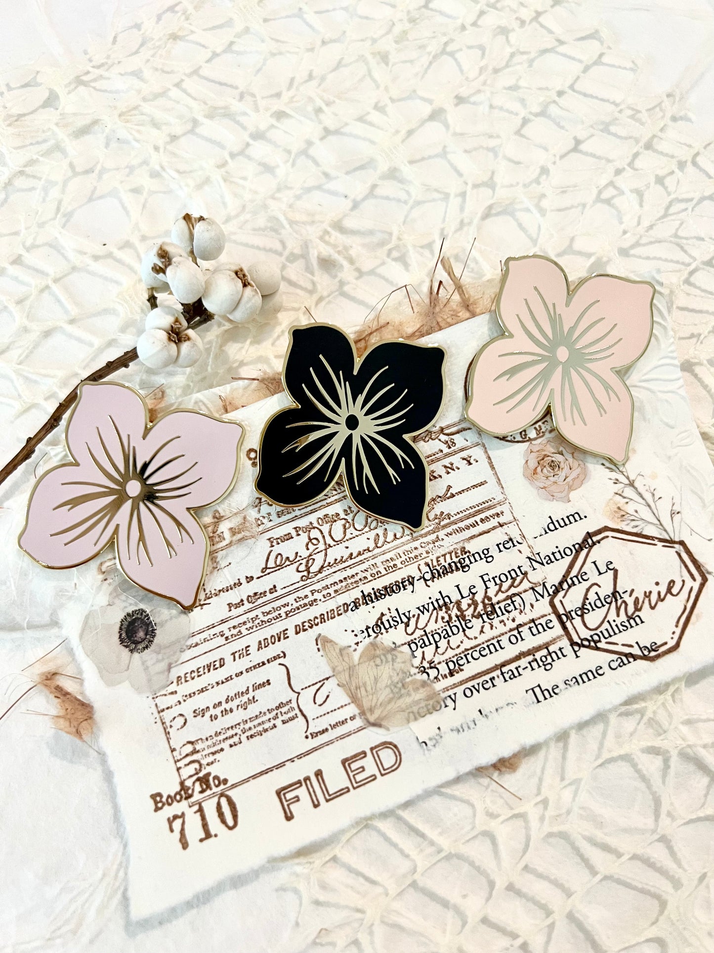 Hydrangea Pin WITH CLIP